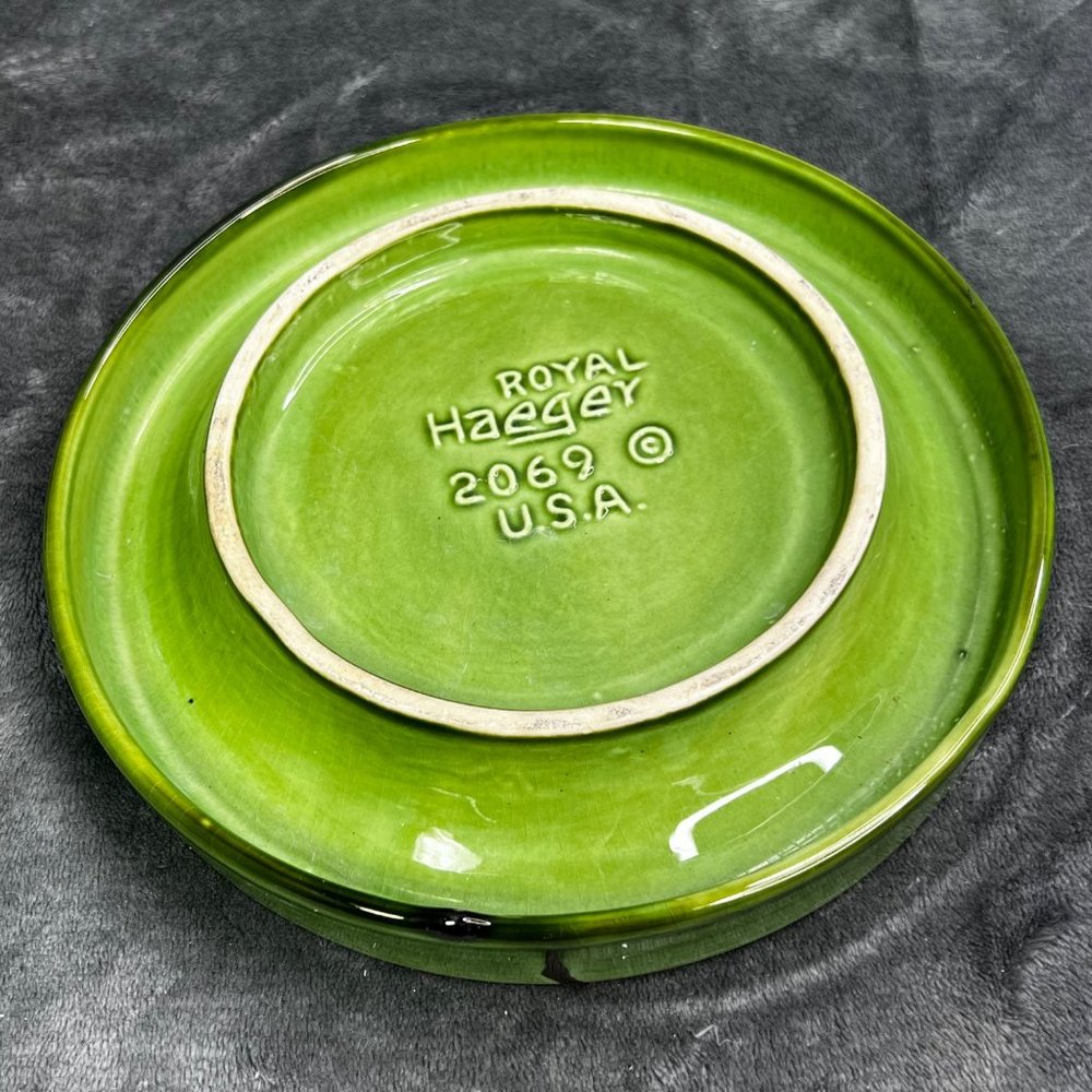 Vintage Royal Haeger Ashtray 2069 Round Green Orange Brown 8.25 inch - Picture 8 of 10